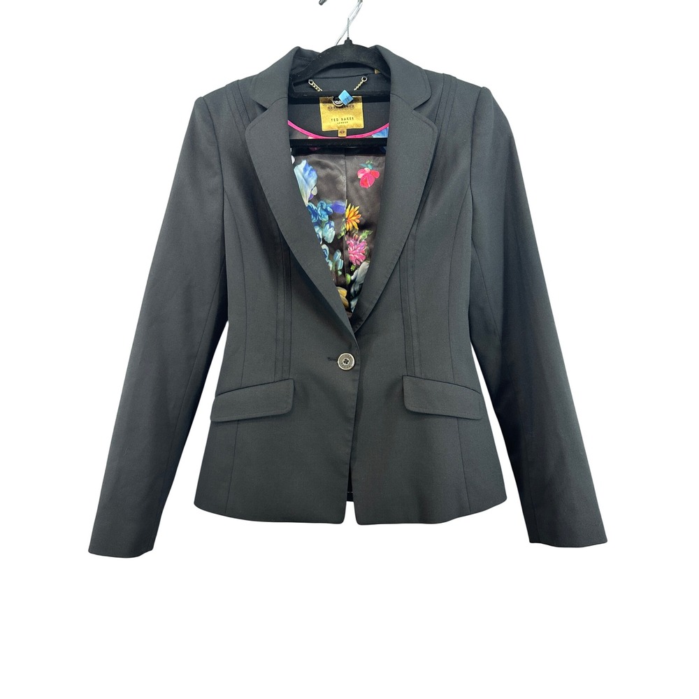 Ted Baker London Working Title Black Floral Lined Blazer 1 Quiet Luxury Preppy